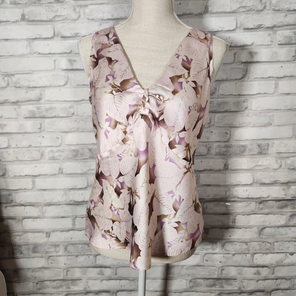 Nine West Pink Silk Floral Blouse Top